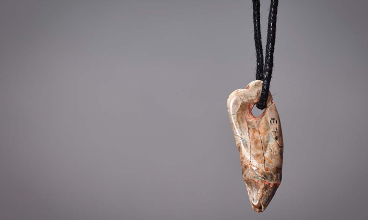 A pendant made from a seal's tooth