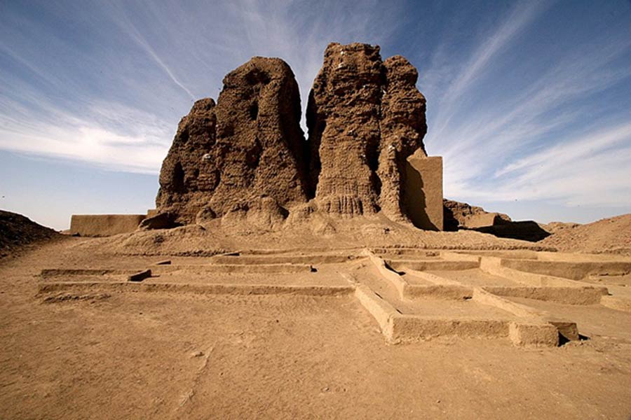 The mud-brick tower that still stands