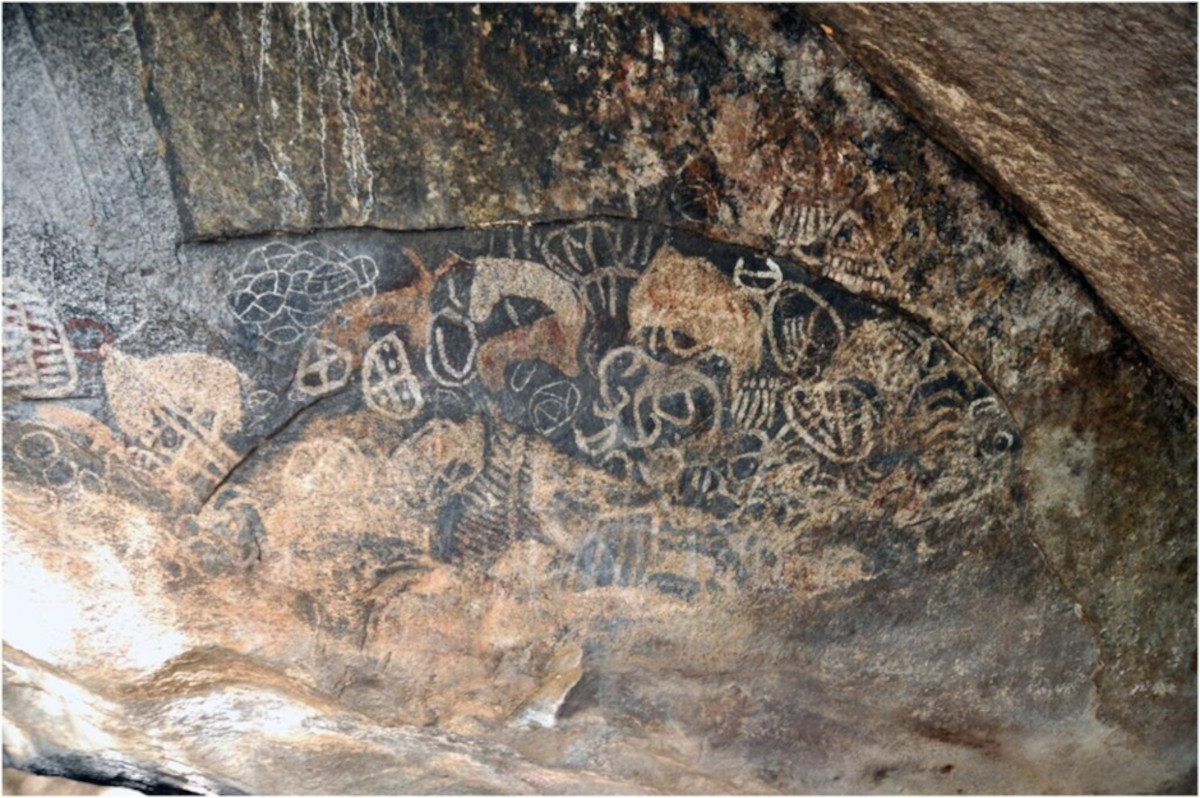 One rock painted by three peoples