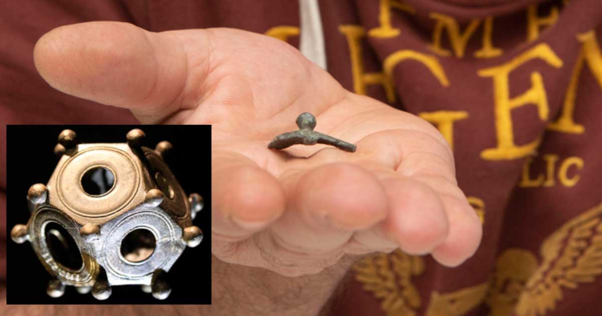 A bronze piece of a twelve-sided Roman object