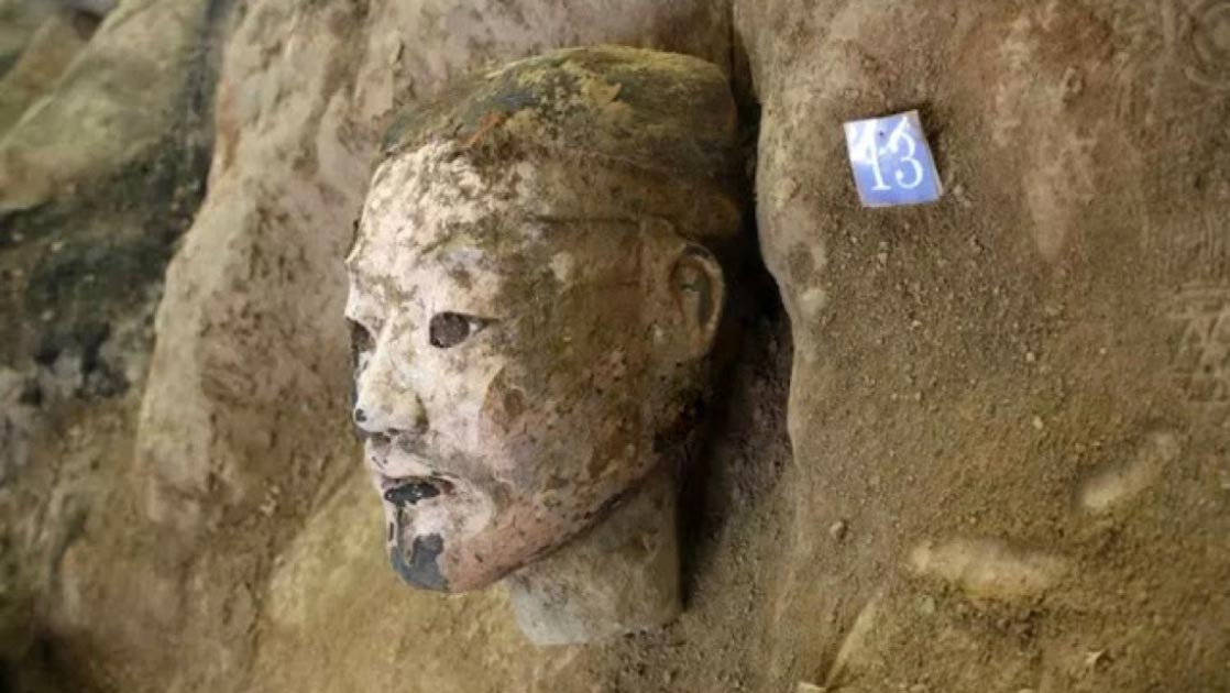The head of one of the newly discovered soldiers.